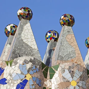 Spain, Barcelona, Casa Batllo, The Rooftop Chimneys