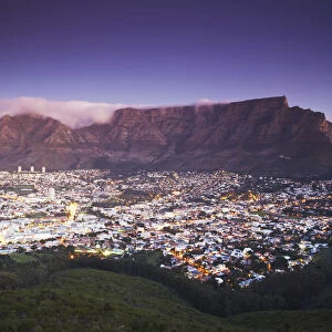 Table Mountain at dusk, Cape Town, Western Cape, South Africa