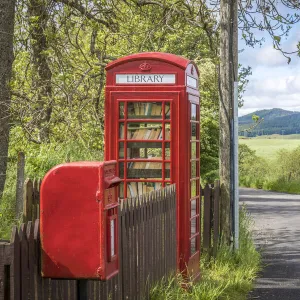 Telephone box redesigned as a library at Blacklunans, Blairgowrie, Perth and Kinross