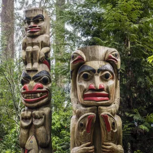 Totem poles at Capilano Suspension Bridge Park, Vancouver, British Columbia, Canada