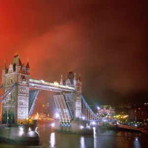 Tower Bridge & Fireworks, London, England