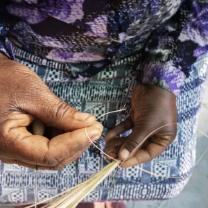 A traditional basket weaver in Maun, Botswana