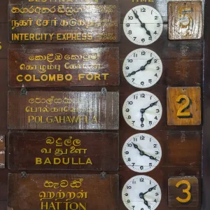 Train timetable, Kandy tain station, Sri Lanka