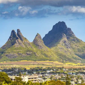 Trois mamelles and Rempart mountain seen from Curepipe. Curepipe, Plaines Wilhems