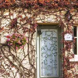 Typical house in autumn, Vezelay, Burgundy, France