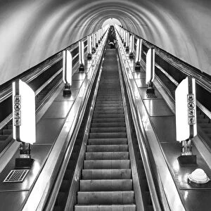 Ukraine, Kyiv, Arsenalna Metro Station Escalators, Currently The Deepest Station In The