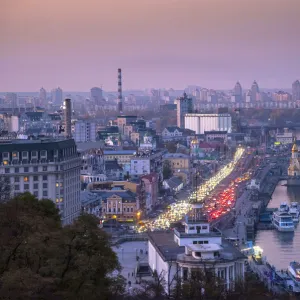 Ukraine, Kyiv, Podil Neighborhood, Right Bank Of The Dnieper River