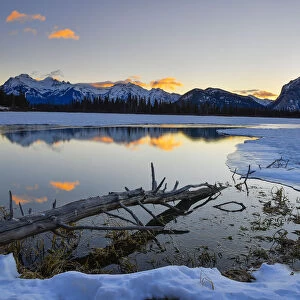 Vermillion Lakes at Dawn in Winter, Banff National Park, Alberta, Canada