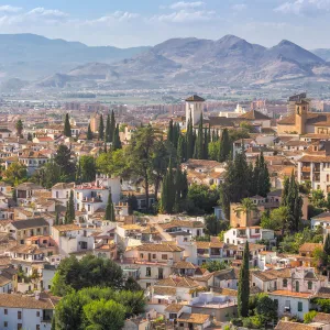 The view over the Albaicin, Alhambra, Granada, Andalusia, Spain