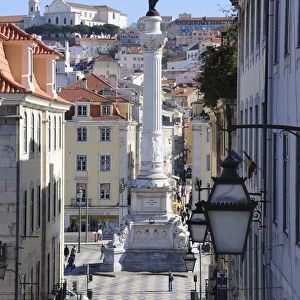 A view of Rossio, the main square in the historical center of Lisbon, Portugal