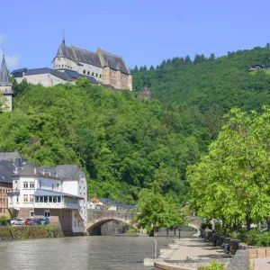 View at Vianden with Castle, Kanton Vianden, Luxembourg