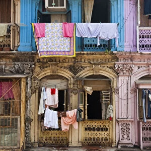 Washing drying outside flats, Mumbai (Bombay), India