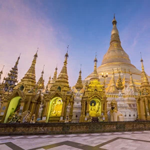 Yangon, Myanmar (Burma). Shwedagon pagoda at sunset