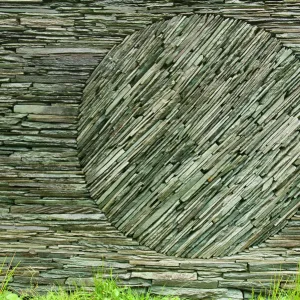 An Andy Goldsworthy art instalation in a sheep fold at Tilberthwaite in the Lake District UK