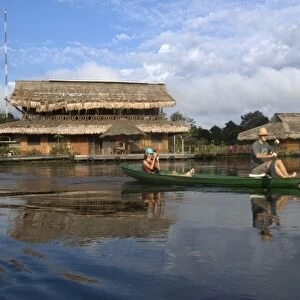 Canoe and Uakari floating lodge ecoresort, Mamiraua sustainable development reserve, Amazonas, Brazil