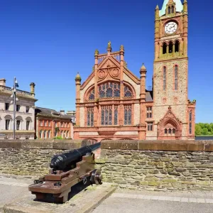 The Guild Hall Print, Derry Walls Scene with Cannon The Guild Hall Print, Derry Walls Scene with Cannon