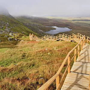 Ireland, County Fermanagh, Cuilcagh Mountain Park, Legnabrocky Trail to summit of Cuilcagh Mountain