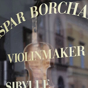 Italy, Lombardy, Cremona, Violin makers window