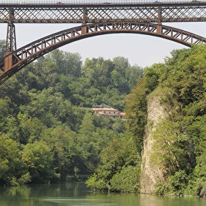 Italy, Lombardy, Valle Adda, iron bridge at Paderno d Adda