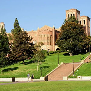 View of the quad with towers of Royce Hall UCLA Westwood