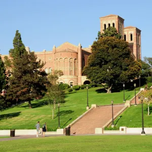 View of the quad with towers of Royce Hall UCLA Westwood