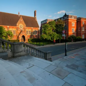 UK, England, Middlesex, Harrow-on-the-Hill, High Street and Harrow School Vaughan Library