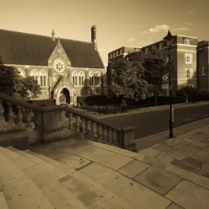 UK, England, Middlesex, Harrow-on-the-Hill, High Street and Harrow School Vaughan Library