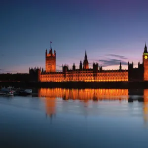 UK, London, Houses of Parliament, Big Ben, River Thames, Westminster Bridge