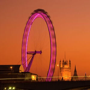 UK, London, Houses of Parliament, Big Ben and London Eye