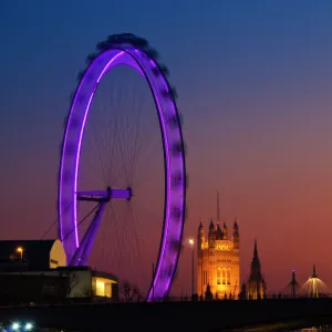 UK, London, Houses of Parliament, Big Ben and London Eye