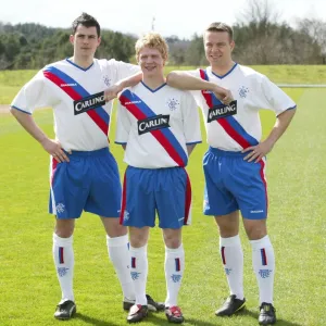 Chris Burke, Gavin Rae and Steven Thompson in the new Rangers Away kit