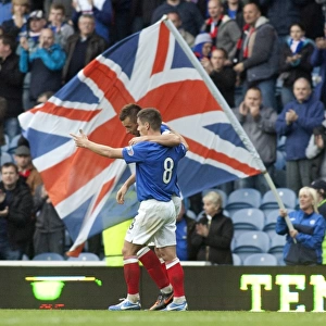 Rangers Football Club: Lee McCulloch Scores Double, Celebrating with Ian Black as Rangers Lead Queens Park 2-0 at Ibrox Stadium