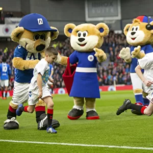 Rangers Mascots Amidst the Action: Rangers vs Livingston, Ladbrokes Premiership, Ibrox Stadium