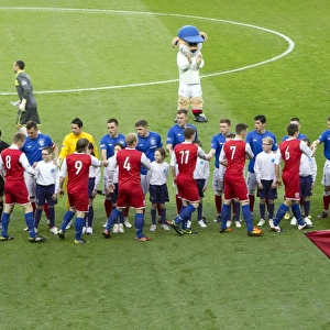 Rangers vs Stirling Albion: Friendly Handshake Before Kick-off at Ibrox Stadium - Rangers Lead 2-0 (Scottish Third Division Soccer)