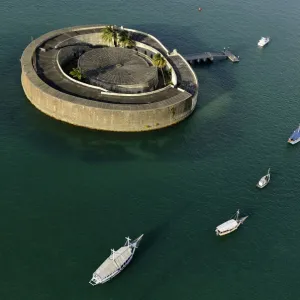 An aerial shot shows Sao Marcelo Fort in Salvador, in the northern state of Bahia