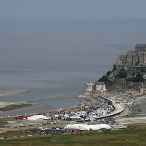 Aerial view shows the Mont Saint-Michel during the 32 km individual time trial eleventh