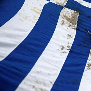 Athens Polytechnic school students carry a blood-stained Greek flag during a rally