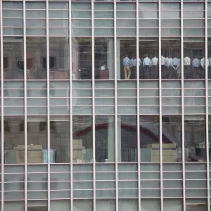 Lehman Brothers Staff Standing Print, Canary Wharf