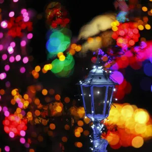 Colourful lights are seen at a country house estate in the village of Grabovnica near