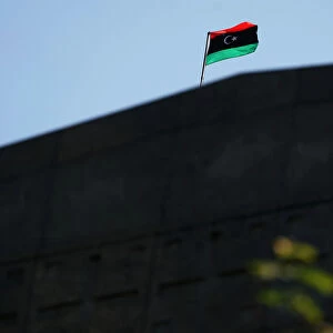 The flag of Libya flies in the Manhattan borough of New York