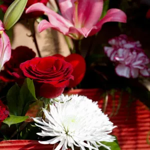 Flowers are displayed in a shop on Valentines Day in Cairo