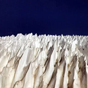 Ice formations are seen on the Andes mountains near Barrick Gold Corps Veladero gold