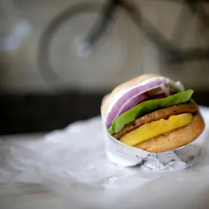 Illustration photo of a Veganburg vegan hamburger