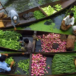 Print of Kashmiri vegetable sellers on Dal Lake