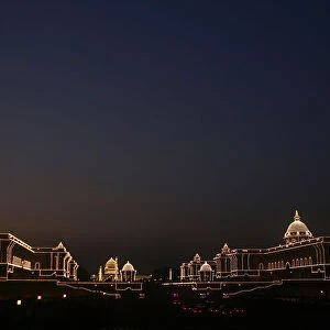 The Indian Defence Ministry Home Ministry and presidential palace buildings are