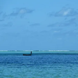 LONE FISHERMAN OFF EAST COAST OF MAURITIUS