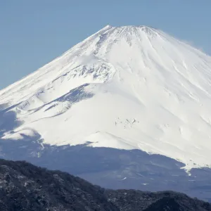 Mount Fuji is pictured covered with snow in Hakone, Kanagawa Prefecture