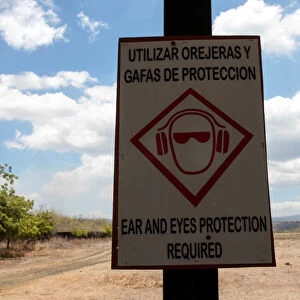 A sign is seen at Magnum Shooting range in Managua