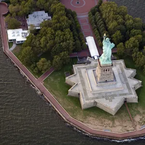 The Statue of Liberty stands in New York Harbor