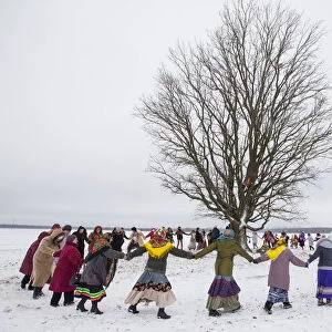 Villagers take part in Kolyada holiday celebrations in the village of Martsiyanauka